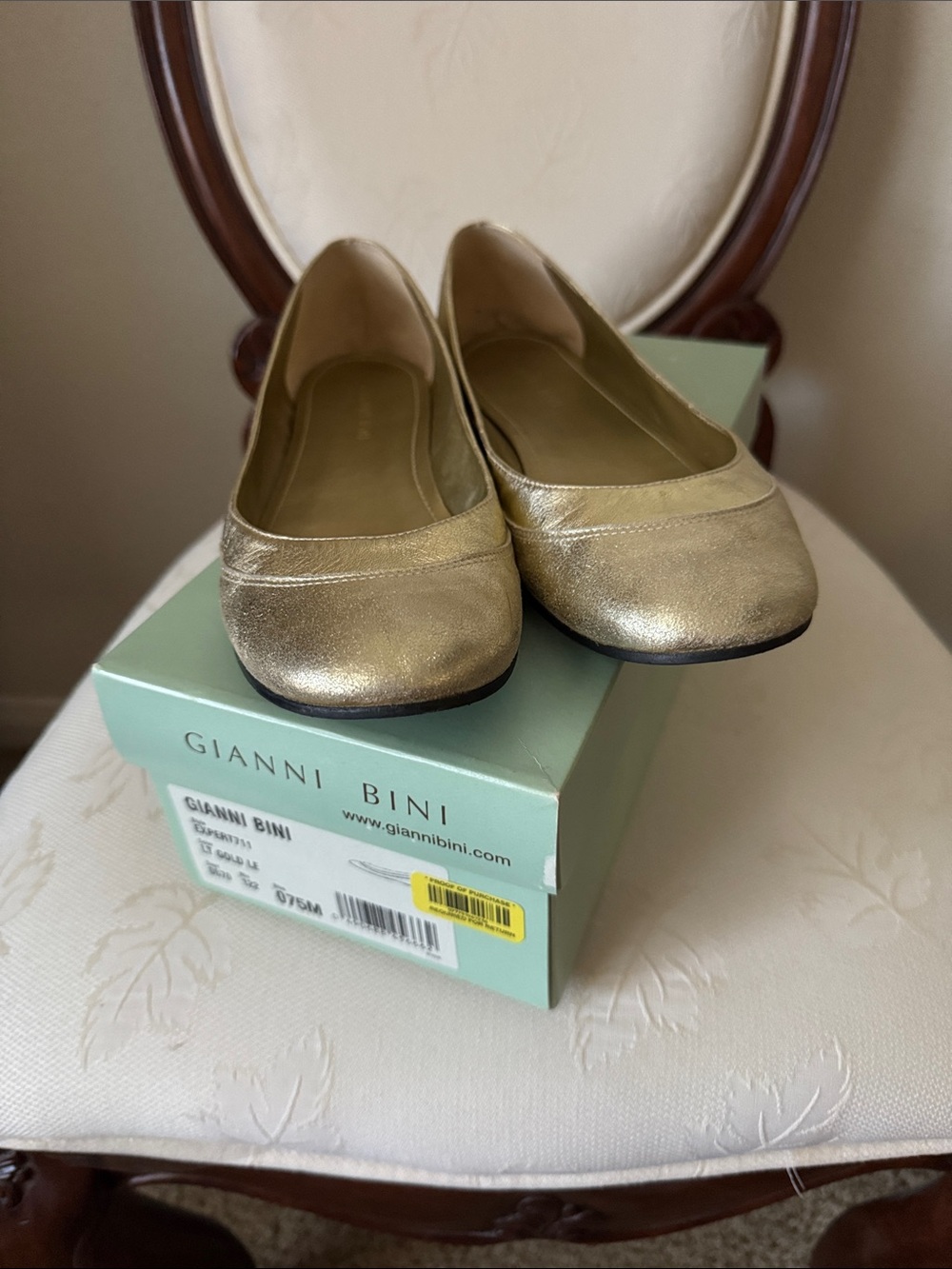 Gianni Bini Gold Leather Ballet Flats